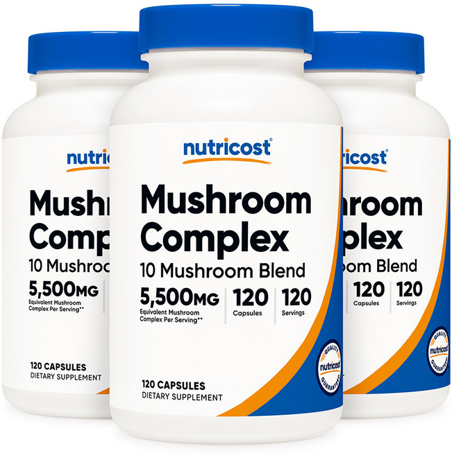 Nutricost 버섯 추출 복합 5500mg Mushroom Complex, 3개, 120정