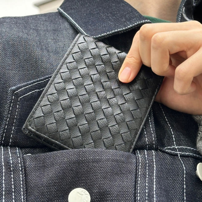 벨라이엠 레거시 위빙 메쉬 명품 천연 양가죽 남자 지갑 선물용 프리미엄 반지갑 선물추천 명절선물