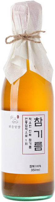 쉬운밥상 고소한 통참깨 100% 참기름, 350ml, 1개