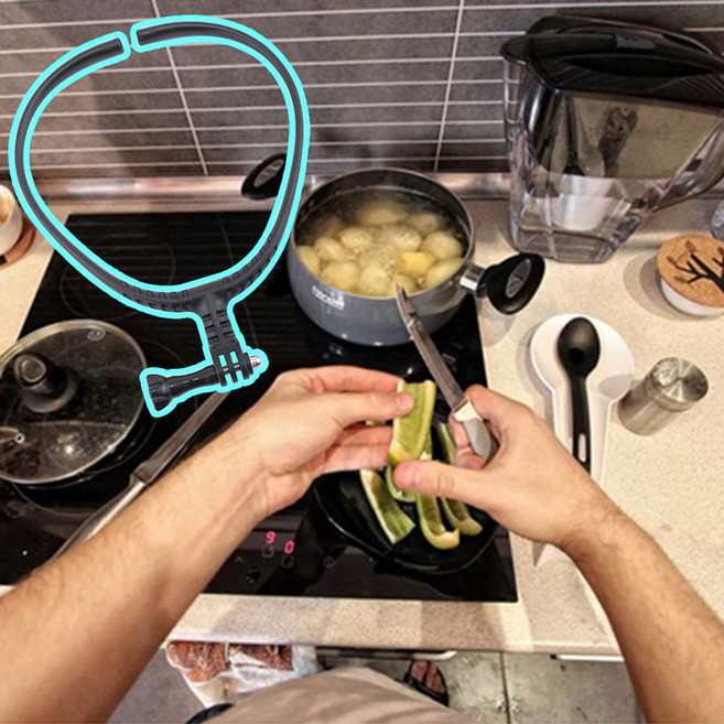 [RO838] 1인방송 넥 목 스트랩 마운트 홀더 액션캠 소니 호환, 블랙