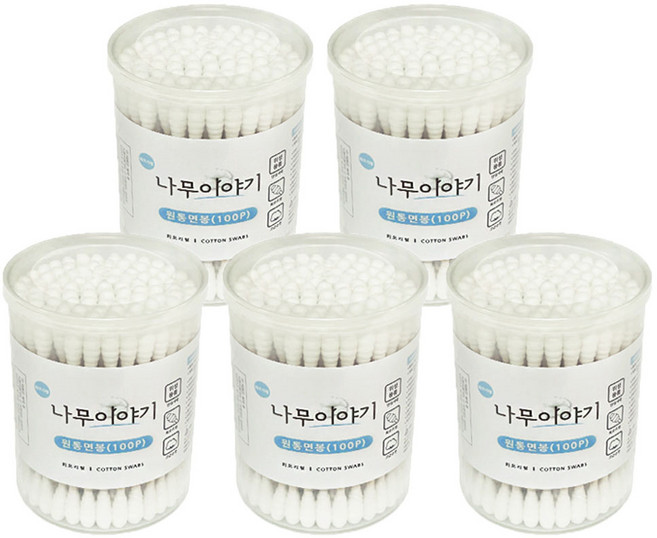 나무이야기 회오리형 원터치원형 면봉, 100개입, 5개
