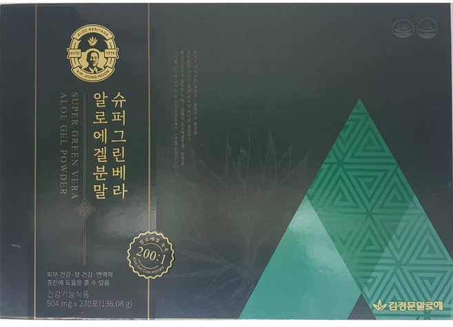 김정문알로에 슈퍼그린베라 알로에겔분말 504mg x 270포 (136.08g) - 마스크, 1개, 270회분