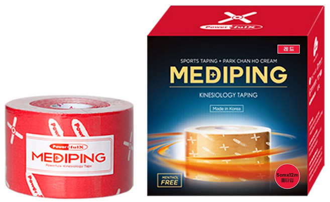 파워풀엑스 메디핑 롤 타입 (12m) 레드, 2개, 1롤