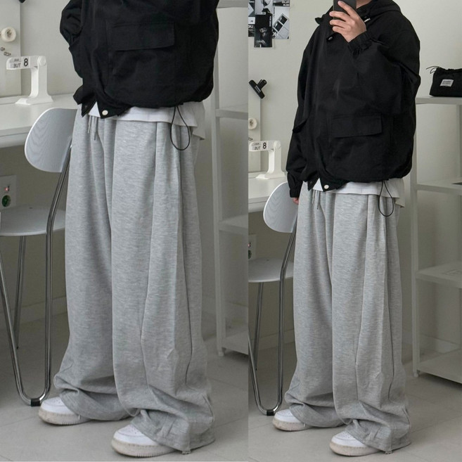 르위 데일리 사이드 원턱 와이드 트레이닝 팬츠