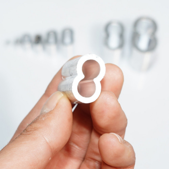 알루미늄페럴 땅콩 8자형 압착 슬리브 페롤 더블 구멍 와이어로프압착기 용 호현산업, 3mm와이어용 1EA, 1개