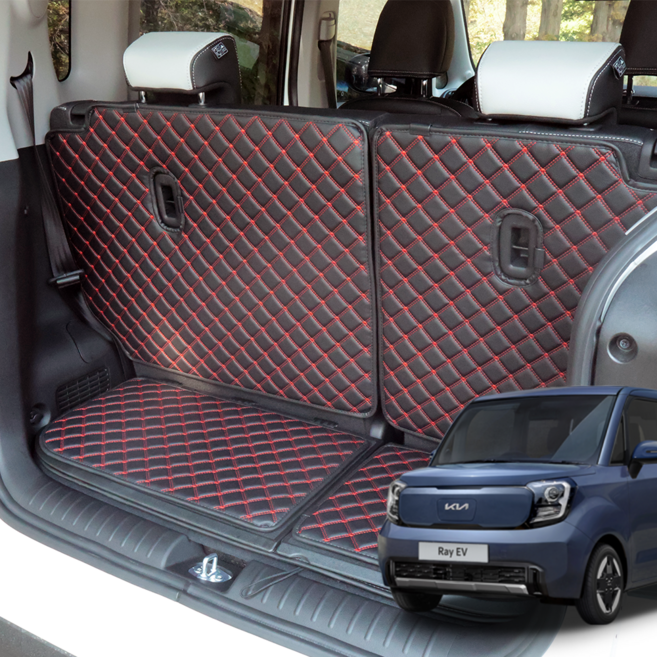 기아 레이 EV 신형 퀼팅 트렁크매트 등받이 풀세트 커버, 더 레이 EV (2열 일체폴딩형), 트렁크매트 + 등받이, 베이지