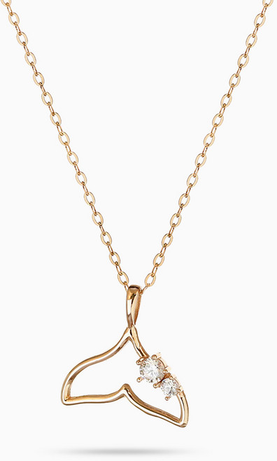 에버링 14K 금 목걸이 행운 고래 꼬리 별빛 달빛_NQPK4001