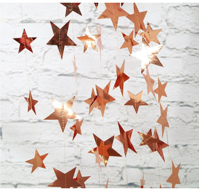 미니별가랜드 3종 생일 가랜드 파티소품, 미니별가랜드[로즈골드]