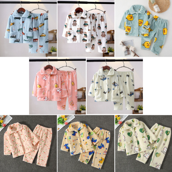 (KC인증)아기극세사잠옷 수면잠옷 유아 세트 키즈 파자마세트 유아겨울잠옷