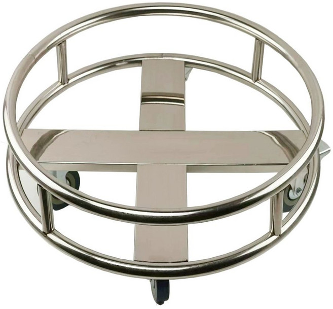 바퀴달린 원형카트 이동식 운반카트 육수통 급식실 타규격 식당 바퀴 운반구 스텐 수레, 1개, 직경 52cm 4개 바퀴 포함