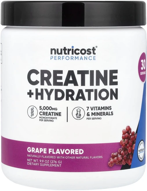 뉴트리코스트 Nutricost 운동 능력 크레아틴 + 수분 보충 포도 276g9.9oz127720원산지:기타, 1개, 1개 - 쿠팡