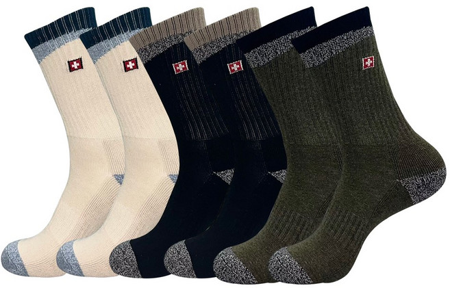 스위스밀리터리 남성용 장목 등산양말 6켤레 SM-N01, 6개, 랜덤(블랙품절제외)