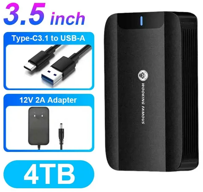 CoolFish 외장 하드 디스크 HDD 3.5 인치 3TB C 타입 드라이브 스토리지 Mac용, 02 4TB