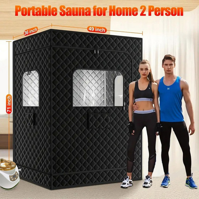 휴대용 스팀 사우나 텐트 박스 스티머 접이식 의자 리모컨, 1개, 색상: 1. 2 person sauna tent