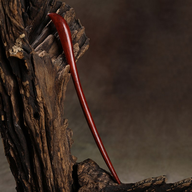 작은 잎 붉은 백단 머리핀 봉황 깃털 고대 스타일 간단한 매일 나무 머리핀 도금 나무 고대-93420