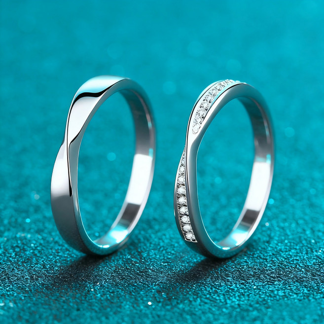 S925純銀莫桑石 戒子情侶戒指男女通用對禮物戒