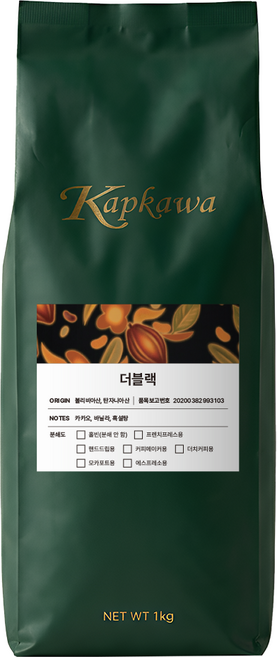 캅카와 더블랙 블렌드 원두커피 1kg, 홀빈, 홀빈(분쇄안함), 1개