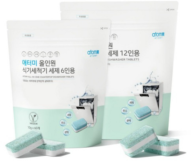 애터미 올인원 식기세척기 세제, 6인용／60개