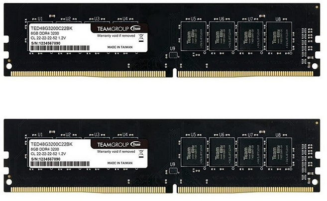 팀그룹 엘리트 DDR4 32GB 키트 2 x 16GB 3200MHz PC425600 CL22 언버퍼드 논ECC 12V UDIMM 288핀 PC 컴퓨터 데스크탑 메모리 모듈 램, 3200MHz- 16GB Kit (2x8GB)