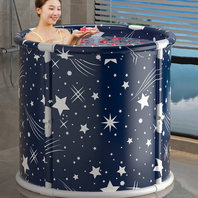 원형 원터치 접이식 욕조 특대형 5cm 반신욕 이동식, 별(쿠션+벨브 포함), 1개