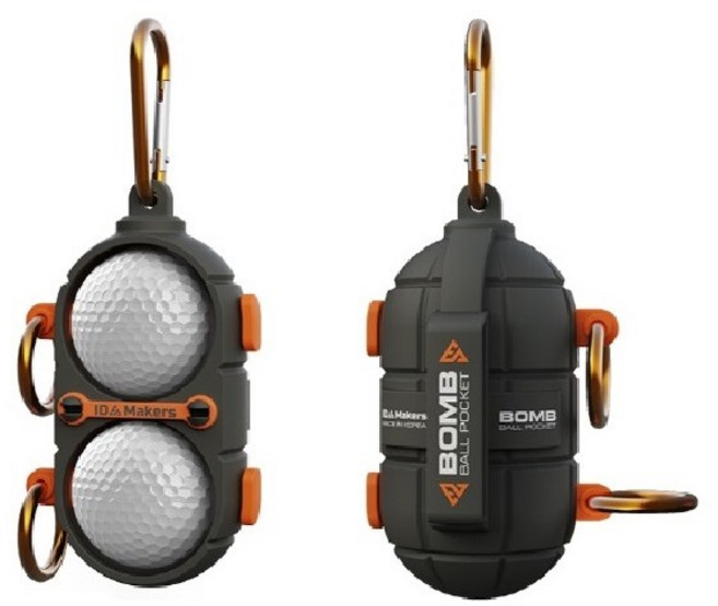 안전핀을 당겨봐 골프공이 쏙 수류탄 골프파우치 케이스, 2구_주황색, 1세트