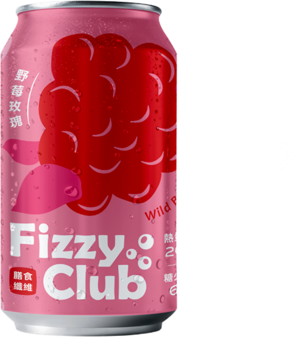 Fizzy Club 野莓玫瑰風味氣泡飲, 24個, 330ml