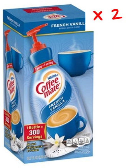 네슬레 커피 메이트 커피 크리머 프렌치 바닐라 펌프 보틀, 1.5L, 2개