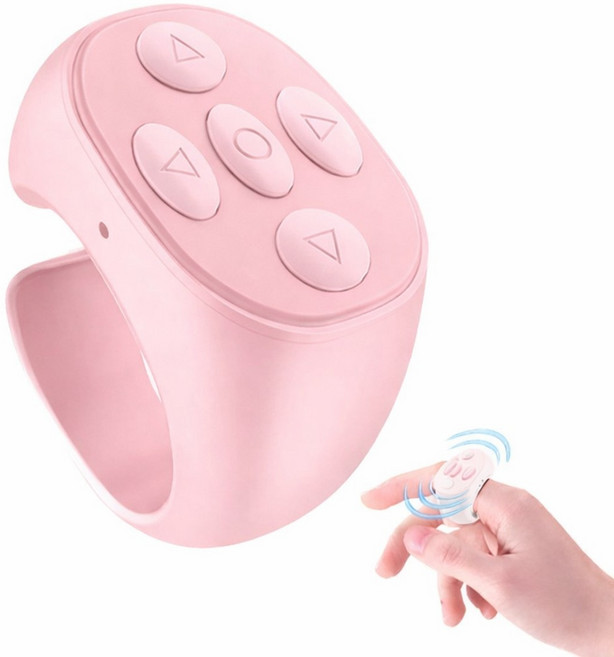 에어JX 스마트 링 마우스 블루투스 원격 리모컨 손가락 스크롤 제어 스마트폰 태블릿 호환, 1개, 핑크