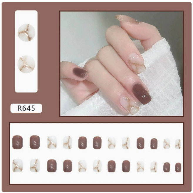 愛包材 24片穿戴式美甲片 暈染/貓眼/愛心, 1個, R645