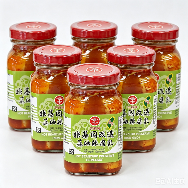 天府牌 非基因改造蒜油辣腐乳, 10oz(300g), 6個