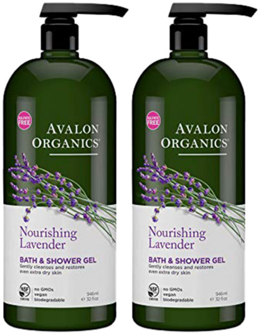 아발론오가닉스 비건 배스 & 샤워 젤 너리싱 라벤더, 946ml, 2개