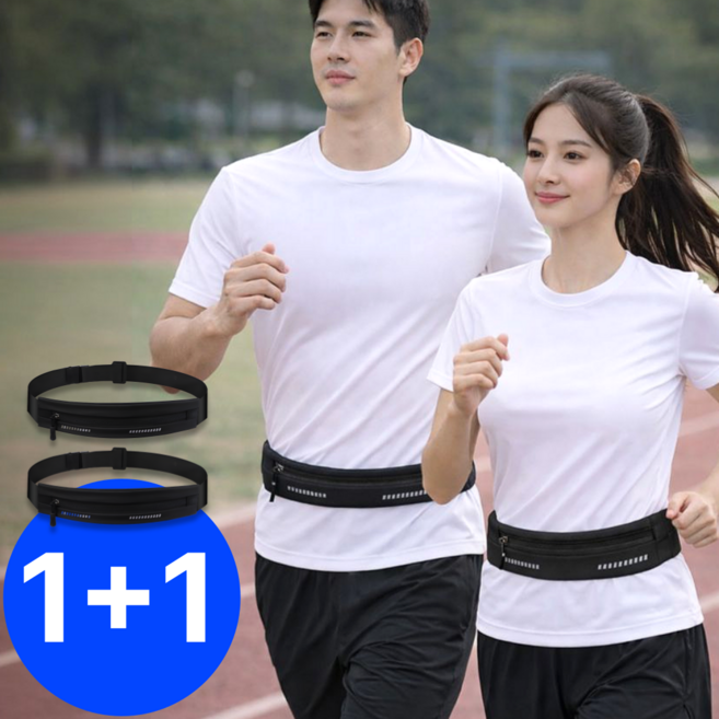 펠코스 러닝 벨트 런닝 힙색, 2개, 블랙+블랙