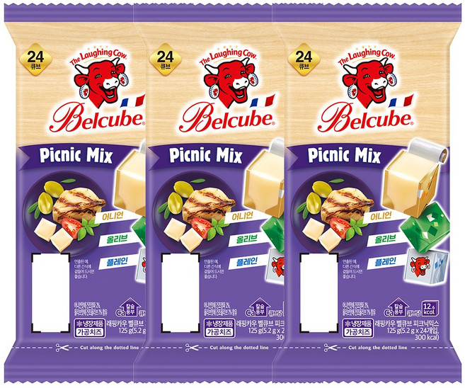 래핑카우 벨큐브 24큐브 125g 피크닉믹스 3개