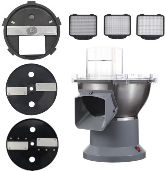 허니앤버니 야채 슬라이서 업소용 양파 다이싱 다지기 채칼 채써는기계 오토 만능 전동 자동, 올인원 3종+깍뚝썰기 3종세트, 1개, Silver