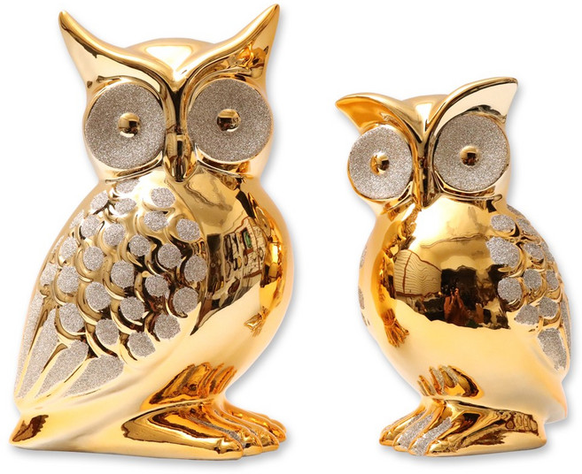 제이엔하우스 황금 부엉이 장식품 세트 중형, 황금색