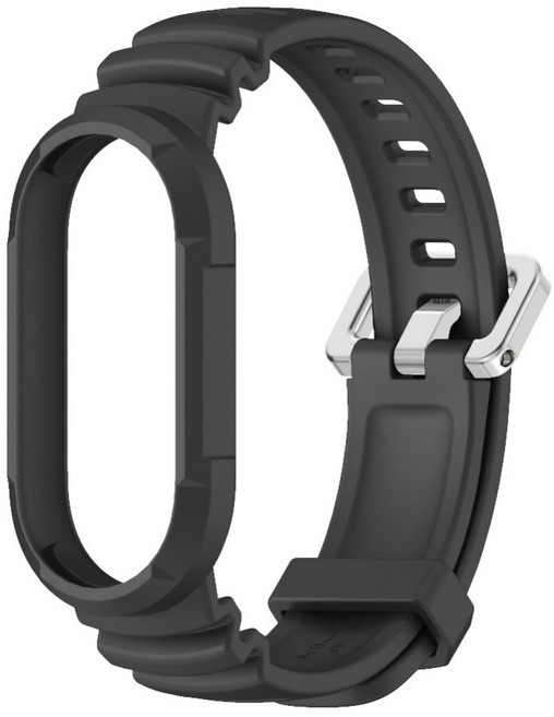 SKENOS 샤오미 스마트밴드 10/9/8 아머 스포츠 스트랩 미밴드10 미밴드9 미밴드8 보호케이스 일체형 스트랩 본체보호, 블랙, 1개