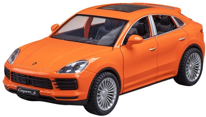 마이카 다이캐스트 금속 1:24 포르쉐 카이엔 S 모델 풀백 자동차 모형 피규어 장식, 1개, 02_오렌지