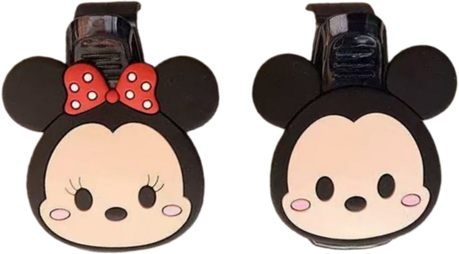 픽클리 큐티미키미니 캐릭터 커플 차량용 홀더 자동차 선바이저 선글라스 클립 안경걸이 카드보관 거치대, 2개, 블랙