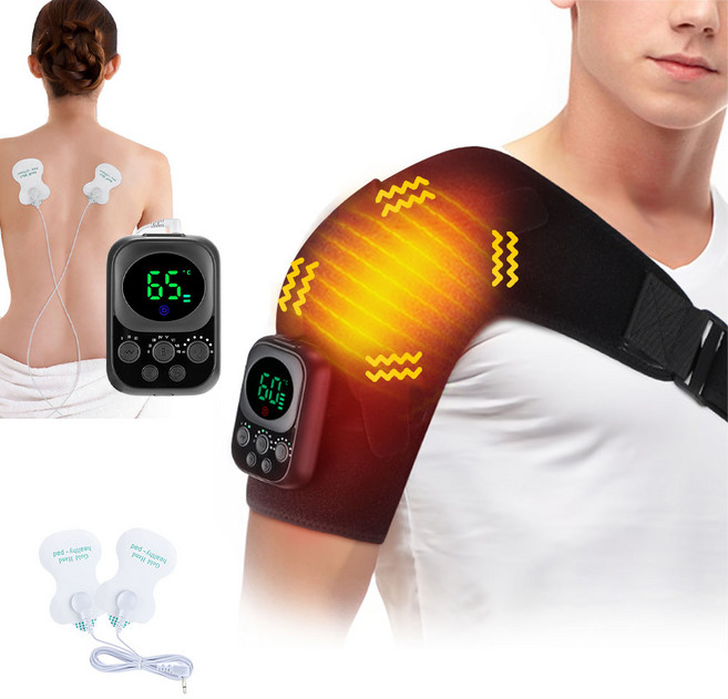 어깨보호대 어깨마사지기 스포츠 어깨보호대 진동마사지기 안마기 온열 남자 여성 좌우 통용, 1개, 블랙