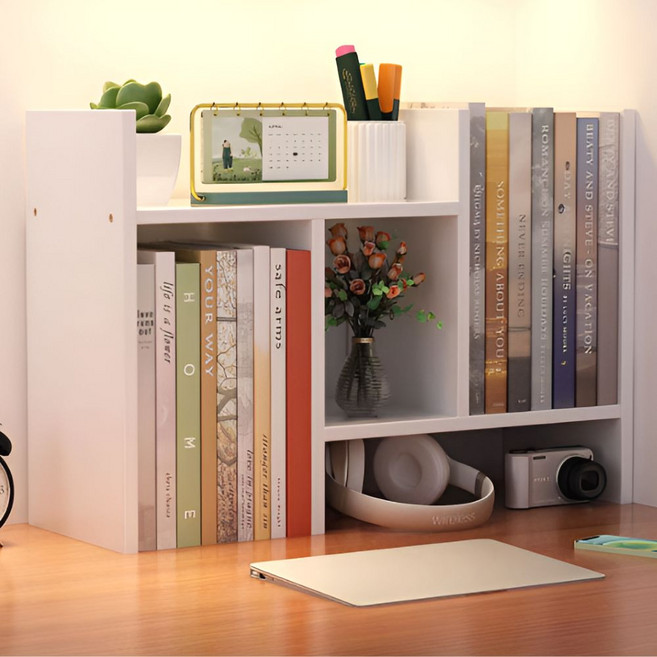 도토리컴퍼니 책상위선반 다용도 폭조절 미니선반, 3단, 화이트