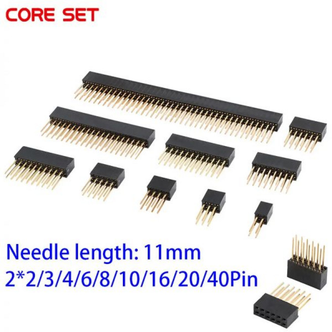 PCB 보드 핀 헤더 소켓 커넥터 라즈베리 파이용 아두이노용 더블 로우 암 롱 핀 2.54mm 11mm 2*2 ~ 20 40p 5 개, [09]6P, 1개