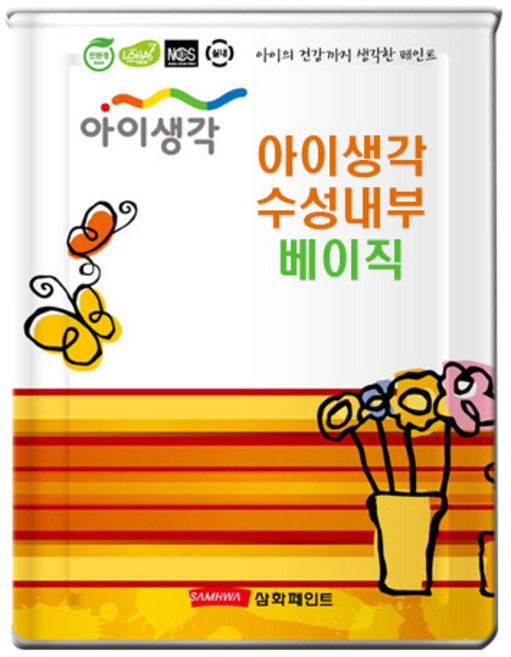 삼화페인트 실내 벽면용 아이생각 수성내부 베이직, 1개, 18L, 백색 무광