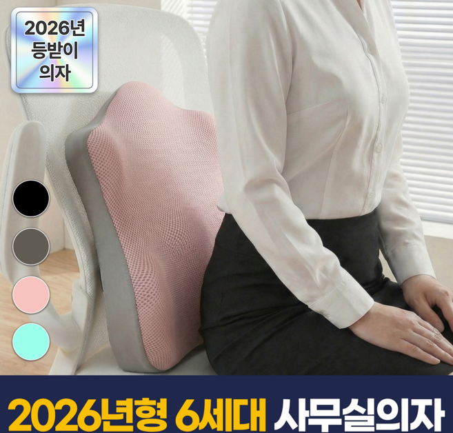 필모어 6세대 메모리폼 사무실 바른자세 등받이 허리 쿠션, 베이비핑크