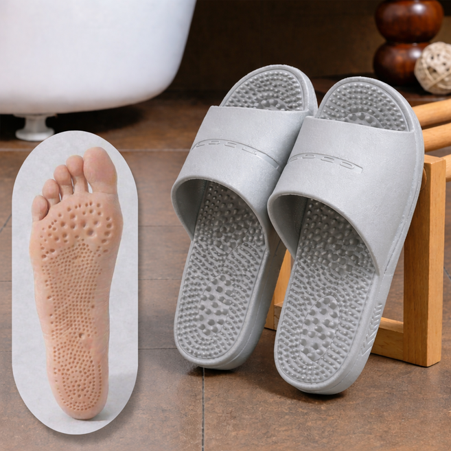 지압슬리퍼 실내용 발건강 지압 마사지 혈액순환 부종완화 스트레스완화 숙면, 남자_그레이, 1개