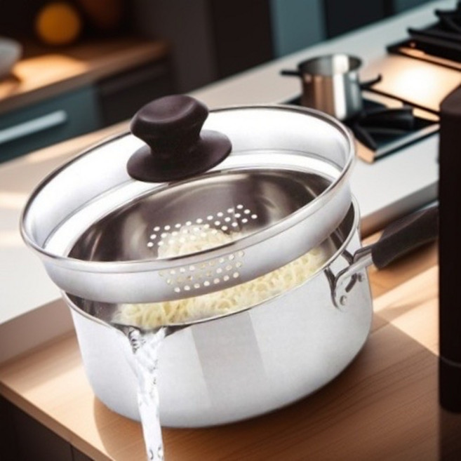 키친플라워 IH 인덕션 스텐 짜장라면냄비 짜장냄비 라면냄비 18cm 편수, 2개