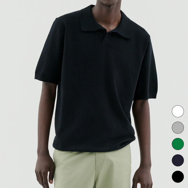 트래드클럽 베리 베이직 사계절 카라 반팔 니트 (5컬러 M~5XL)