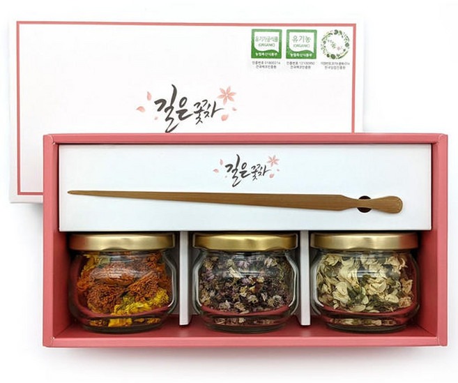 꽃길만 걸어요 꽃차선물세트 메리골드 벚꽃 아카시아 차집게, 상품상세페이지 참조, 1개