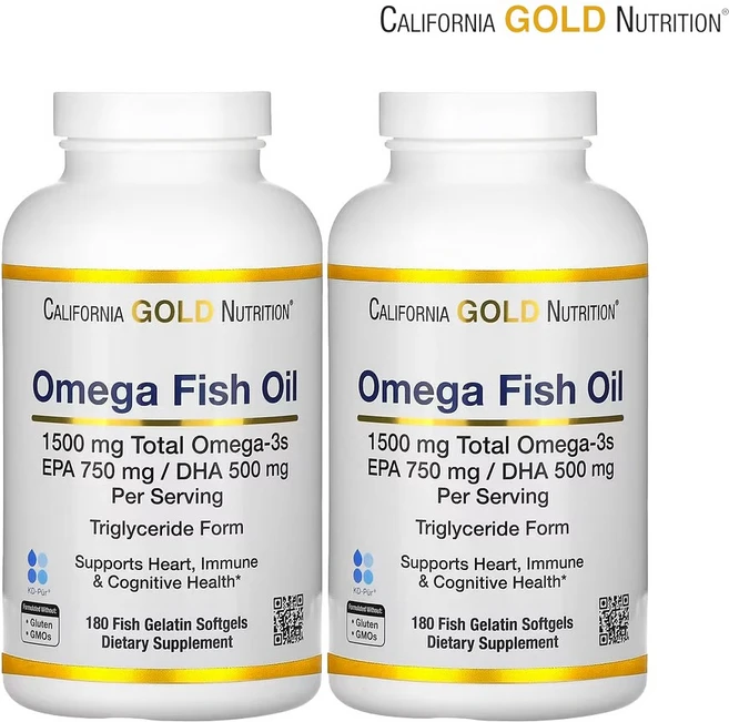 캘리포니아골드뉴트리션 노르웨이 오메가3 피쉬오일 내추럴 레몬 180정 2개 DHA EPA - 쿠팡