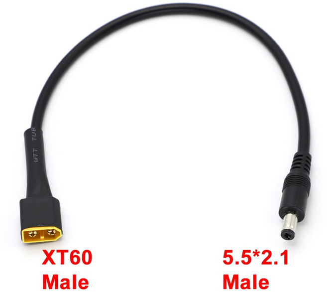 1PCS 10A 울트라 XT60 배터리 자동차 소프트 전원 커넥터 어댑터 남성 여성 DC5521 플러그 18AWG 충전 케이블, 60male5521 male, 1개