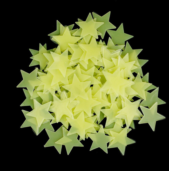 야광 별스티커 3cm x80개 부착식 스타스티커 천장별스티커 인테리어야광별 미니야광별, 옐로우